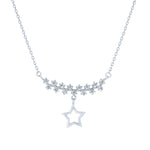 (100087) White Cubic Zirconia Star Necklace In Sterling Silver