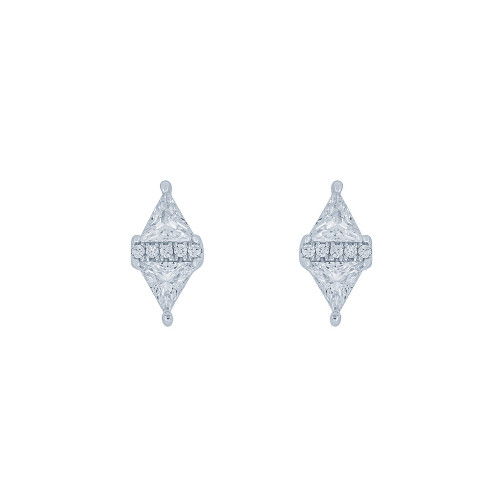 (100126) White Cubic Zirconia Stud Earrings In Sterling Silver