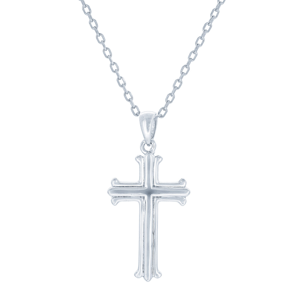 (100007) Cross Pendant Necklace In Sterling Silver