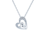 (100010) White Cubic Zirconia Heart Pendant Necklace In Sterling Silver