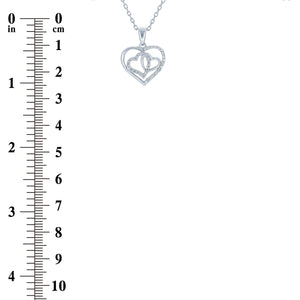 (100015) White Cubic Zirconia Heart Pendant Necklace In Sterling Silver