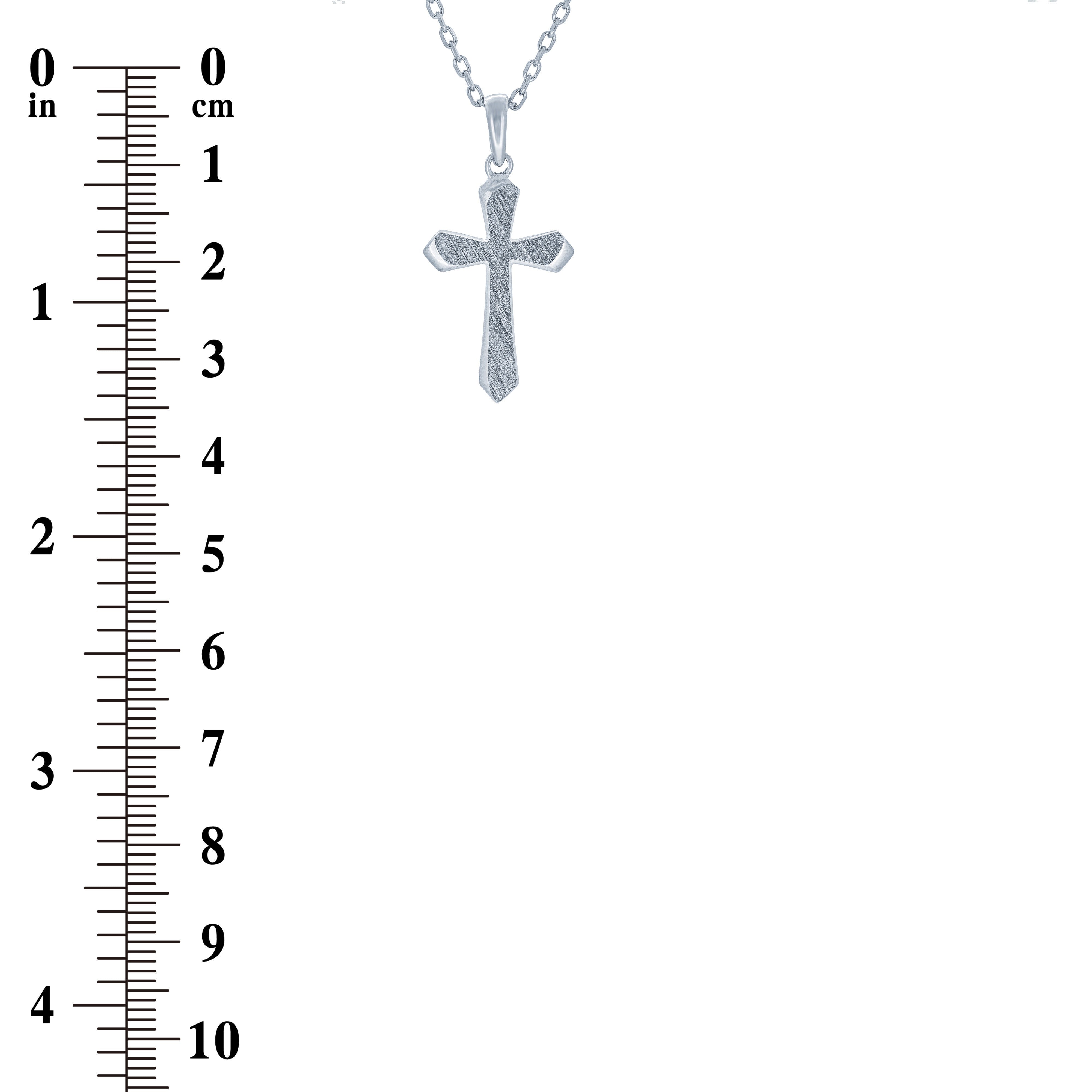 (100018) Brushed Cross Pendant Necklace In Sterling Silver