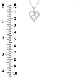 (100045) White Cubic Zirconia Heart Pendant Necklace In Sterling Silver