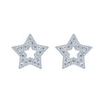 (100052) White Cubic Zirconia Star Stud Earrings In Sterling Silver
