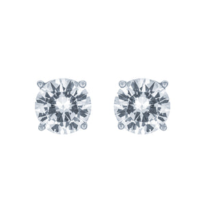 (100053) Round Cut 7mm White Cubic Zirconia Stud Earrings In Sterling Silver