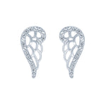 (100055) White Cubic Zirconia Angel Wing Stud Earrings In Sterling Silver