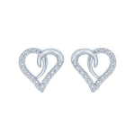 (100058) White Cubic Zirconia Heart Earrings In Sterling Silver