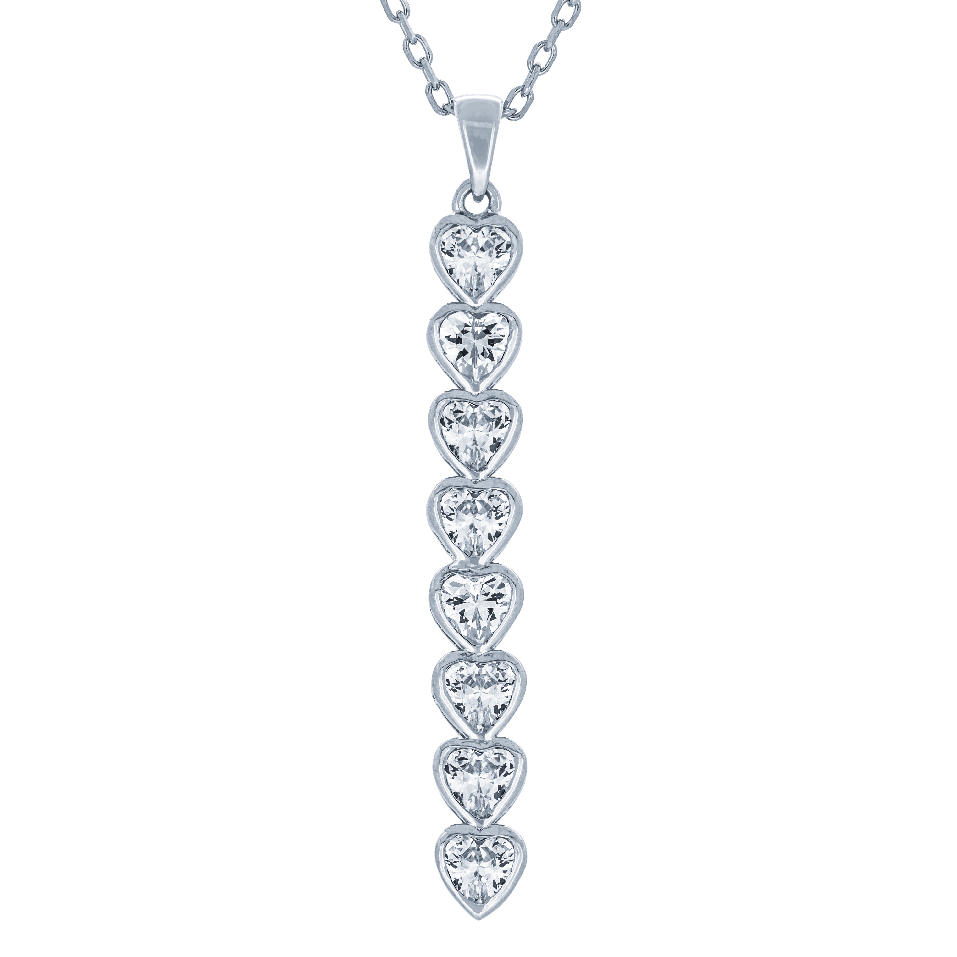 (100063) White Cubic Zirconia Pendant Necklace In Sterling Silver