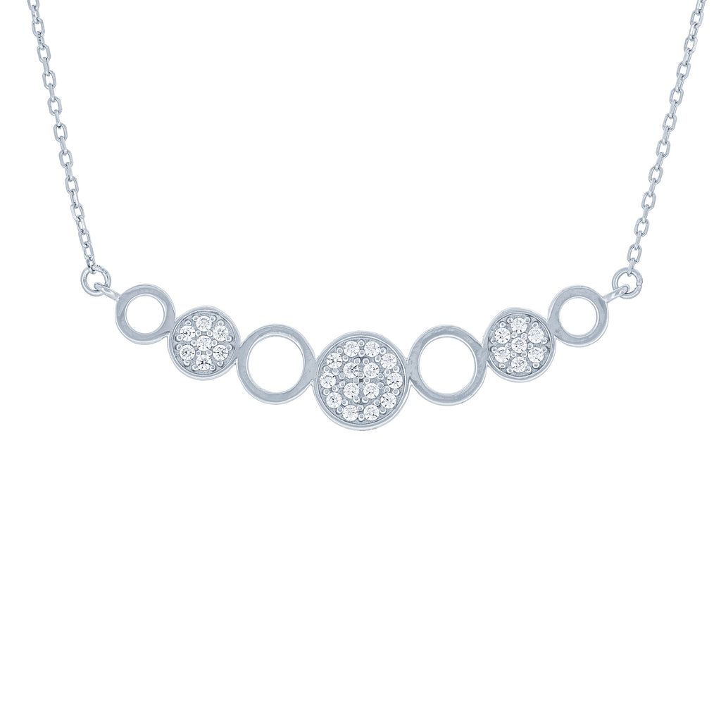 (100064) White Cubic Zirconia Necklace In Sterling Silver