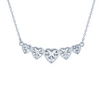 (100067) White Cubic Zirconia Hearts Necklace In Sterling Silver