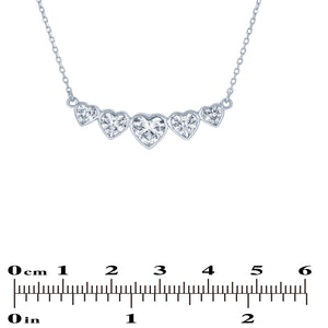 (100067) White Cubic Zirconia Hearts Necklace In Sterling Silver