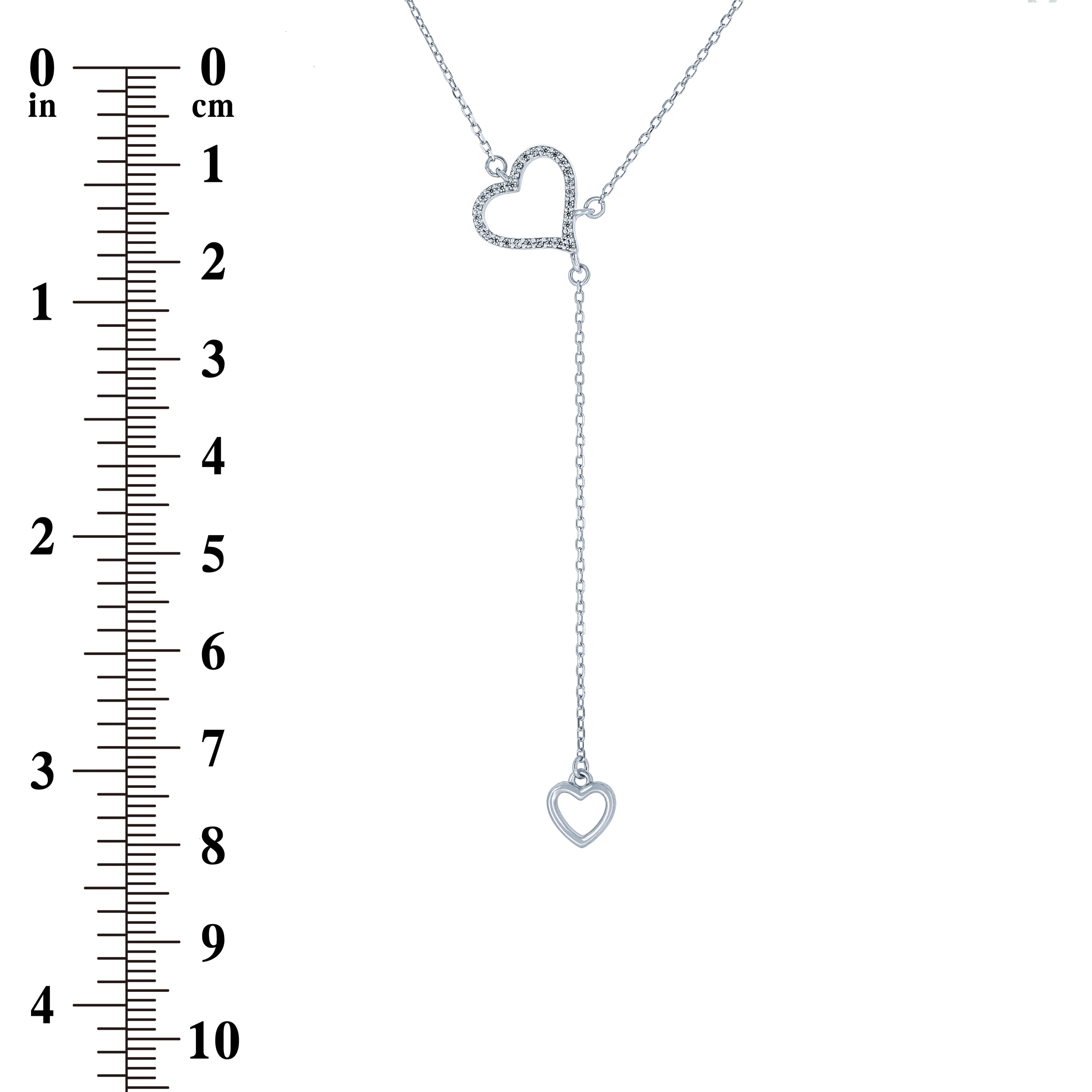(100072) White Cubic Zirconia Hearts Necklace In Sterling Silver
