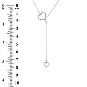 (100072) White Cubic Zirconia Hearts Necklace In Sterling Silver