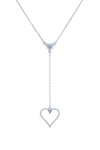 (100073) White Cubic Zirconia Hearts Necklace In Sterling Silver