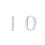 (100074) White Cubic Zirconia 15mm Hoop Earrings In Sterling Silver