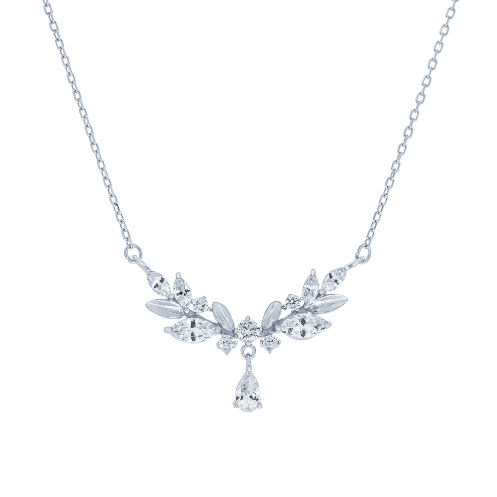 (100078) White Cubic Zirconia Necklace In Sterling Silver