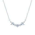 (100079) White Cubic Zirconia Flower Necklace In Sterling Silver