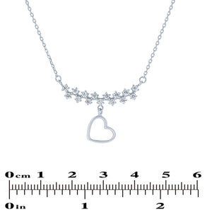(100083) White Cubic Zirconia Heart Necklace In Sterling Silver