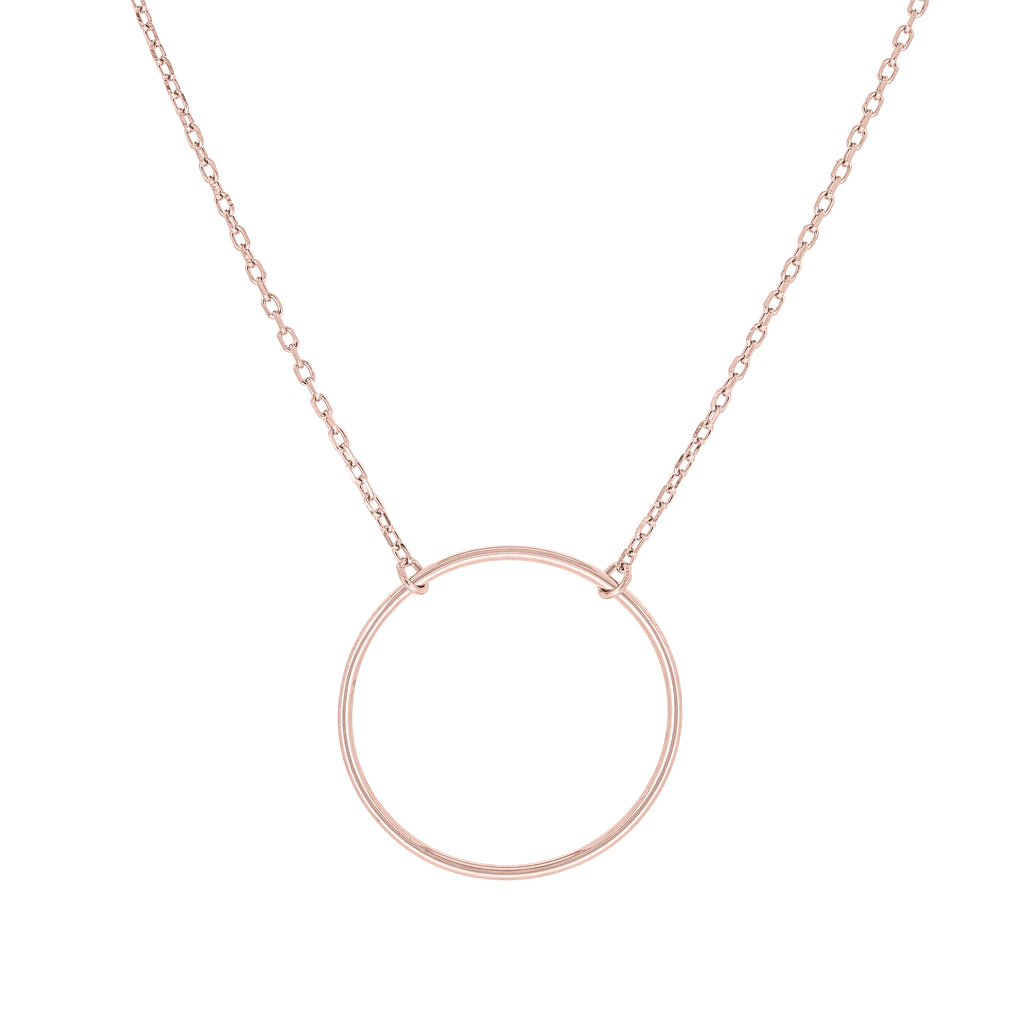 (100086A) Circle Necklace In Sterling Silver and Rose Gold Plate