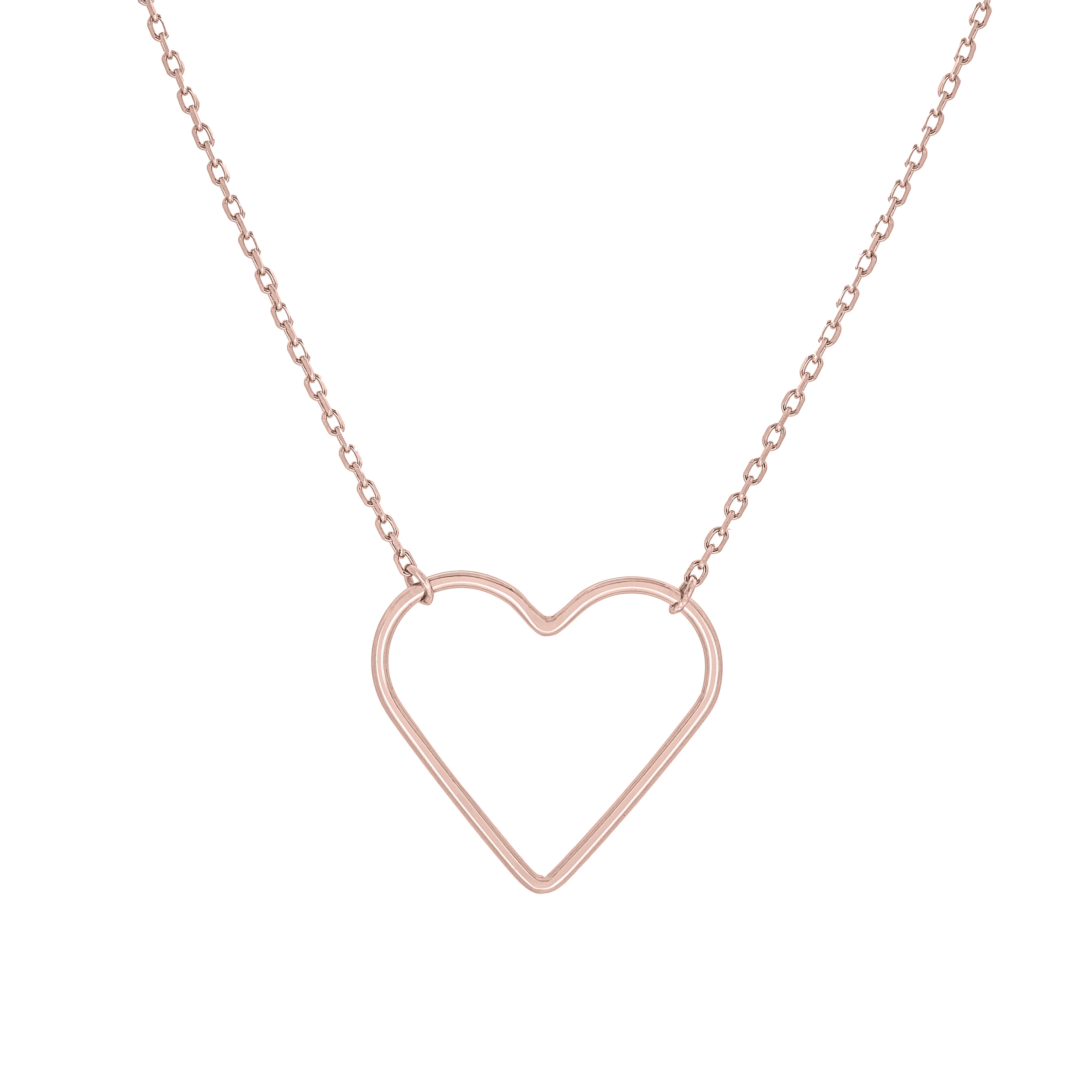 (100088A) Heart Necklace In Sterling Silver and Rose Gold Plate