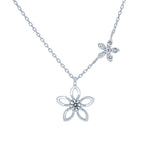 (100090) White Cubic Zirconia Flowers Necklace In Sterling Silver