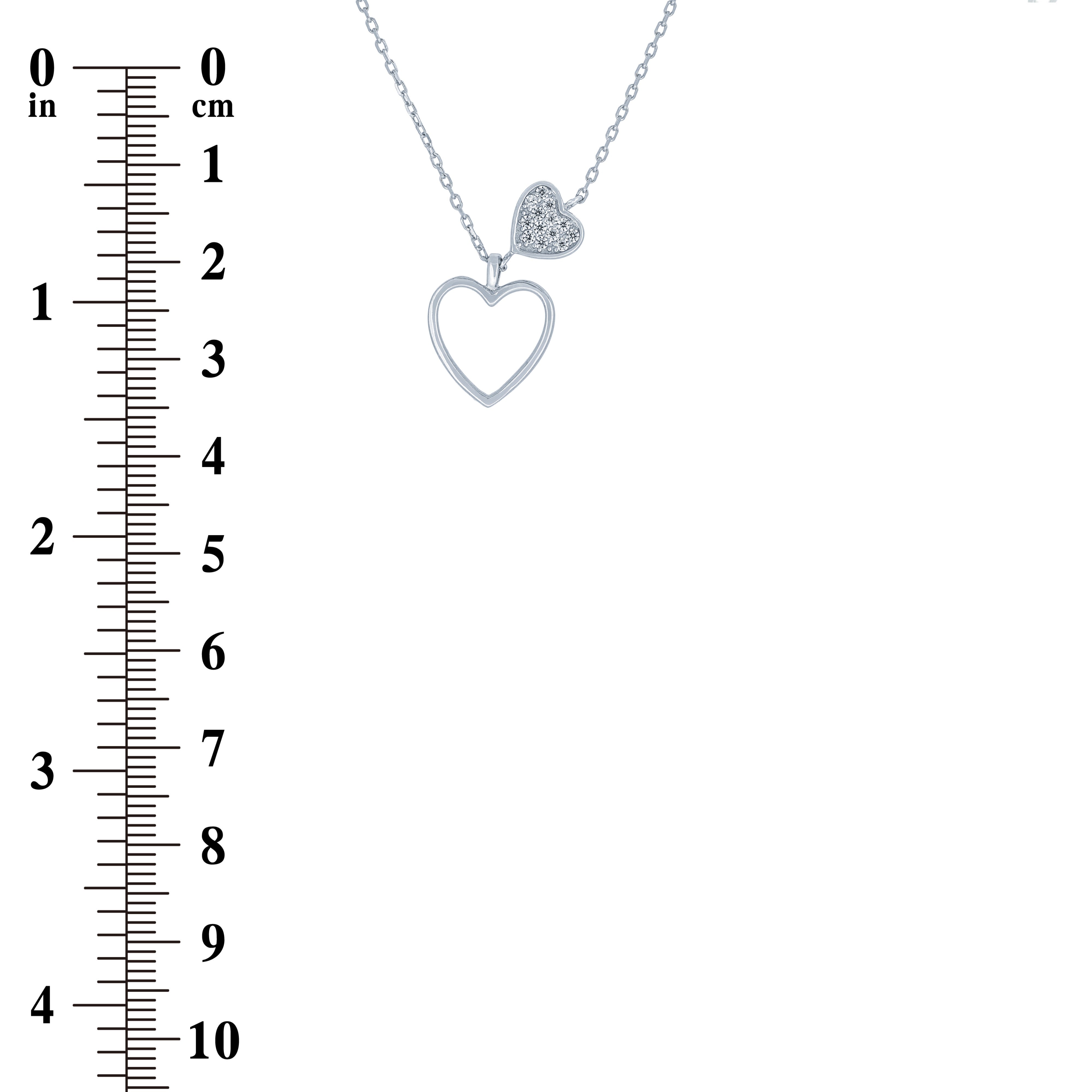 (100091) White Cubic Zirconia Hearts Necklace In Sterling Silver