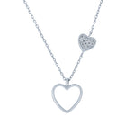 (100091) White Cubic Zirconia Hearts Necklace In Sterling Silver