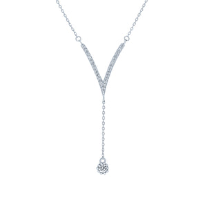 (100092) White Cubic Zirconia Necklace In Sterling Silver