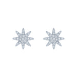 (100095) White Cubic Zirconia Polar Star Stud Earrings In Sterling Silver