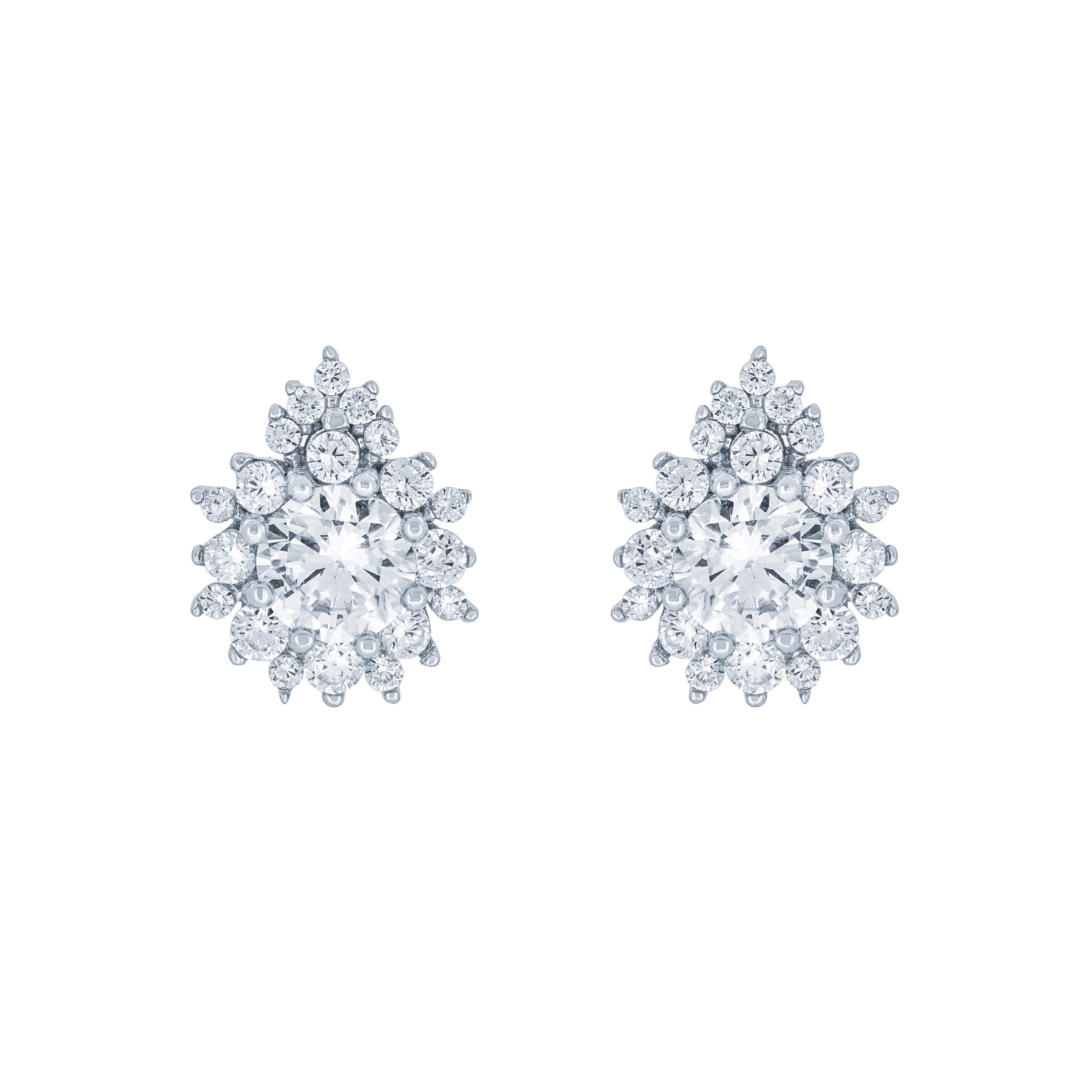 (100096) White Cubic Zirconia Stud Earrings In Sterling Silver