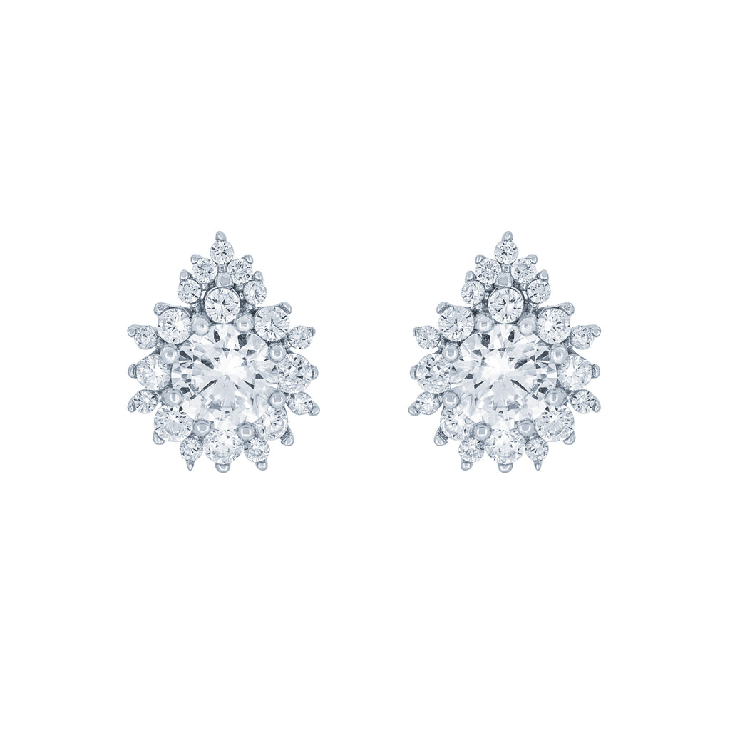 (100096) White Cubic Zirconia Stud Earrings In Sterling Silver