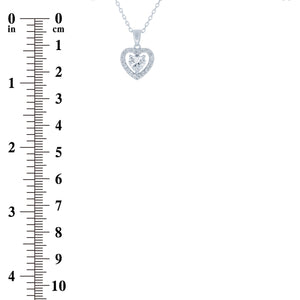 (100108) White Cubic Zirconia Heart Pendant Necklace