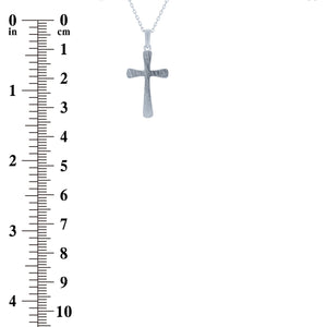 (100111) Brushed Cross Pendant Necklace In Sterling Silver