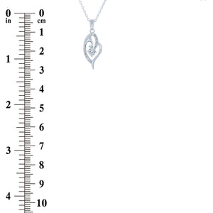 (100115) White Cubic Zirconia Pendant Necklace In Sterling Silver