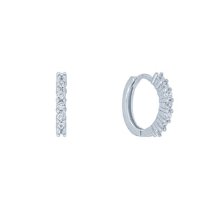 (100124) White Cubic Zirconia 15mm Hoop Earrings In Sterling Silver