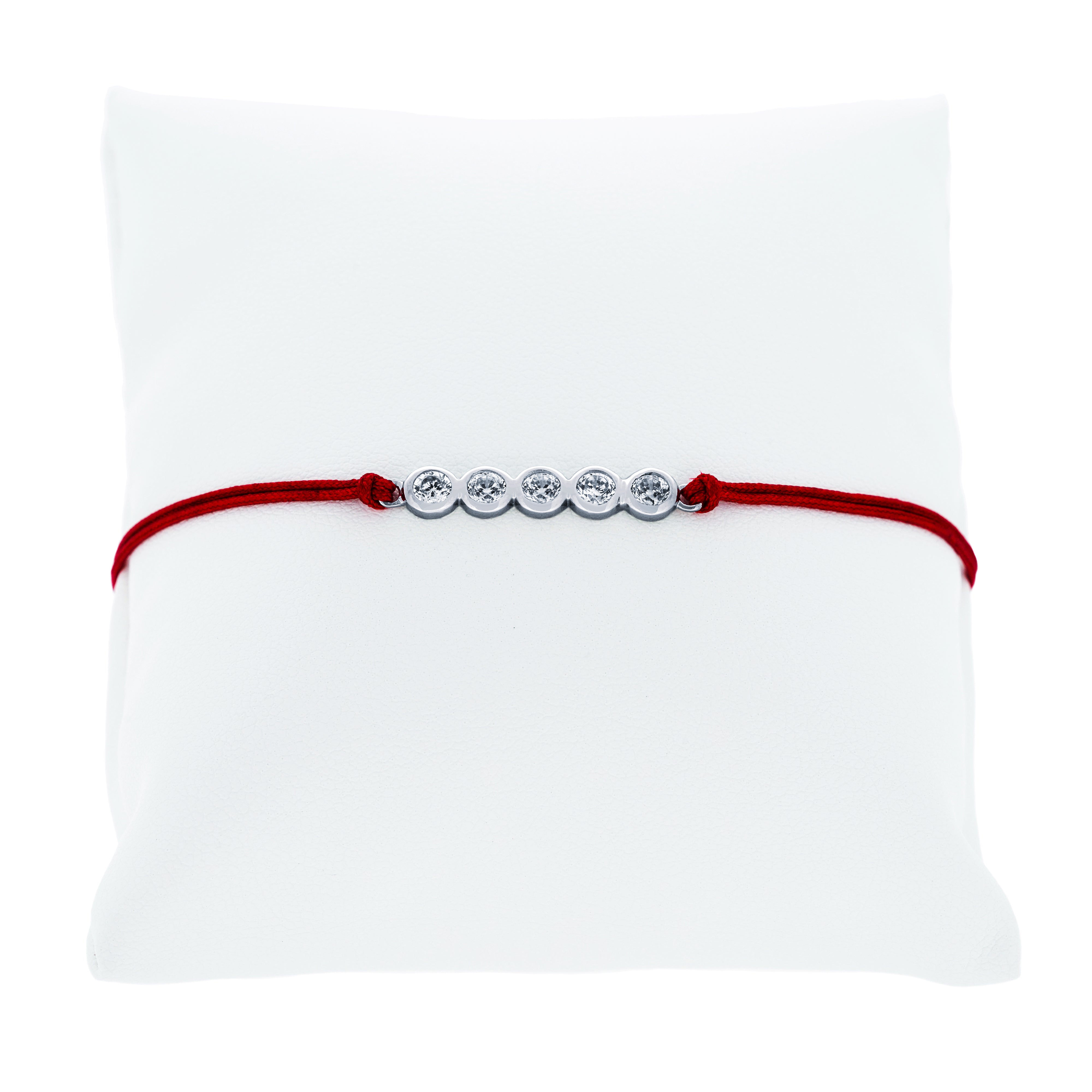(100134) Red String Cubic Zirconia Bracelet In Sterling Silver