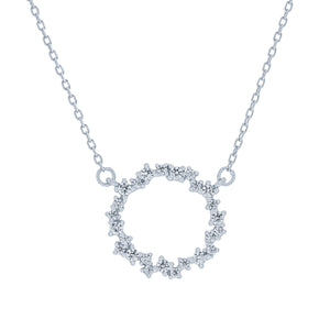 (100135) Circle White Cubic Zirconia Necklace In Sterling Silver