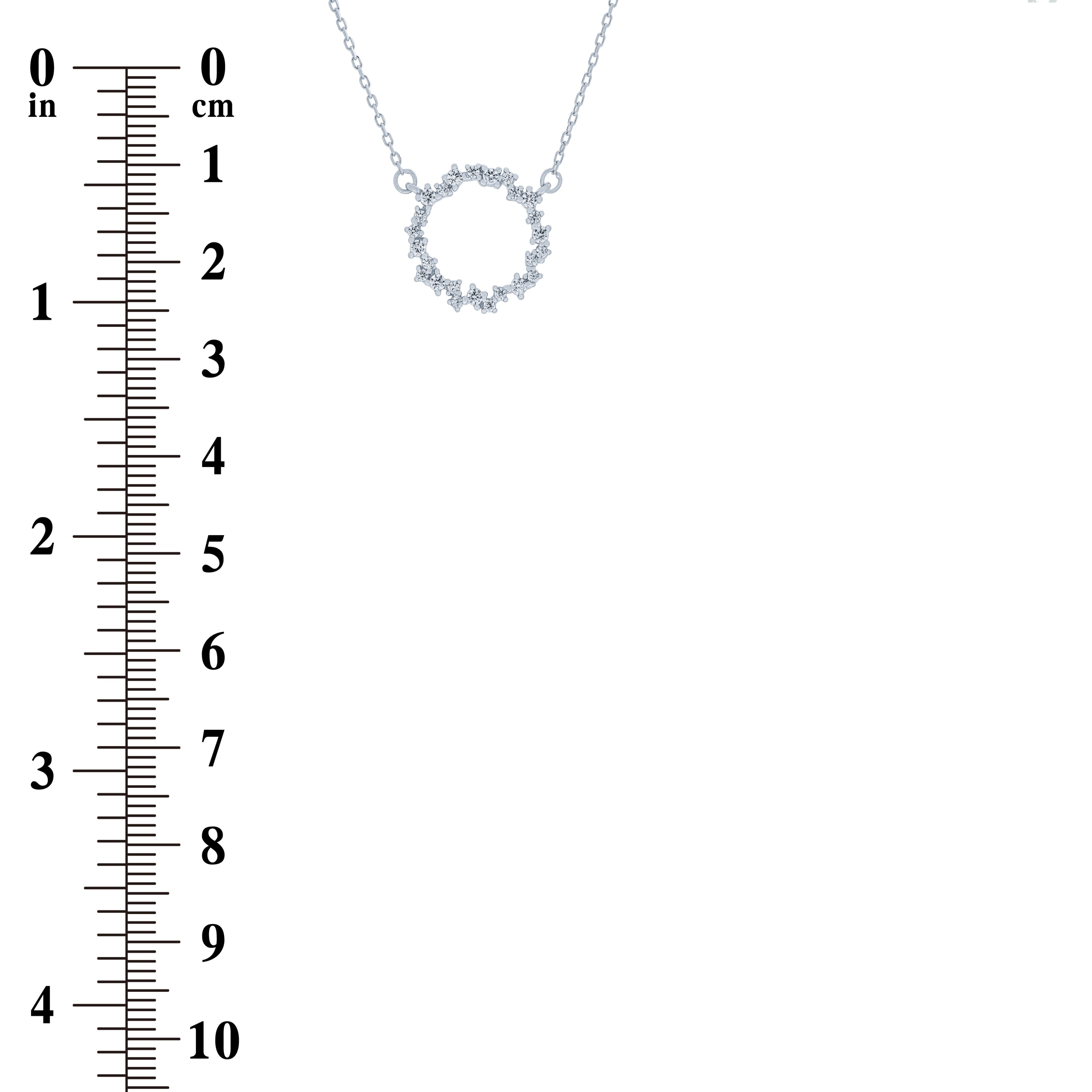 (100135) Circle White Cubic Zirconia Necklace In Sterling Silver