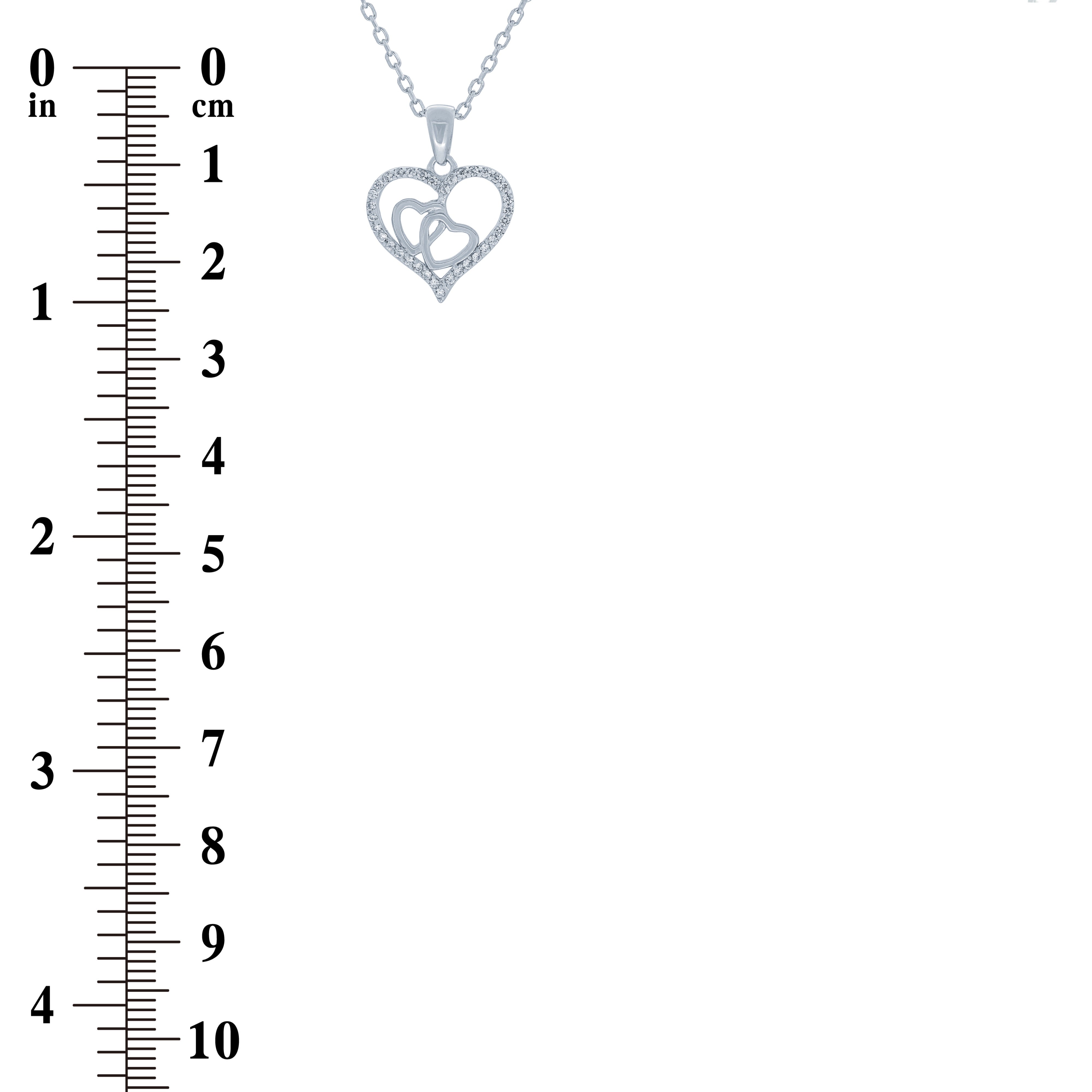 (100144) White Cubic Zirconia Heart Pendant Necklace In Sterling Silver