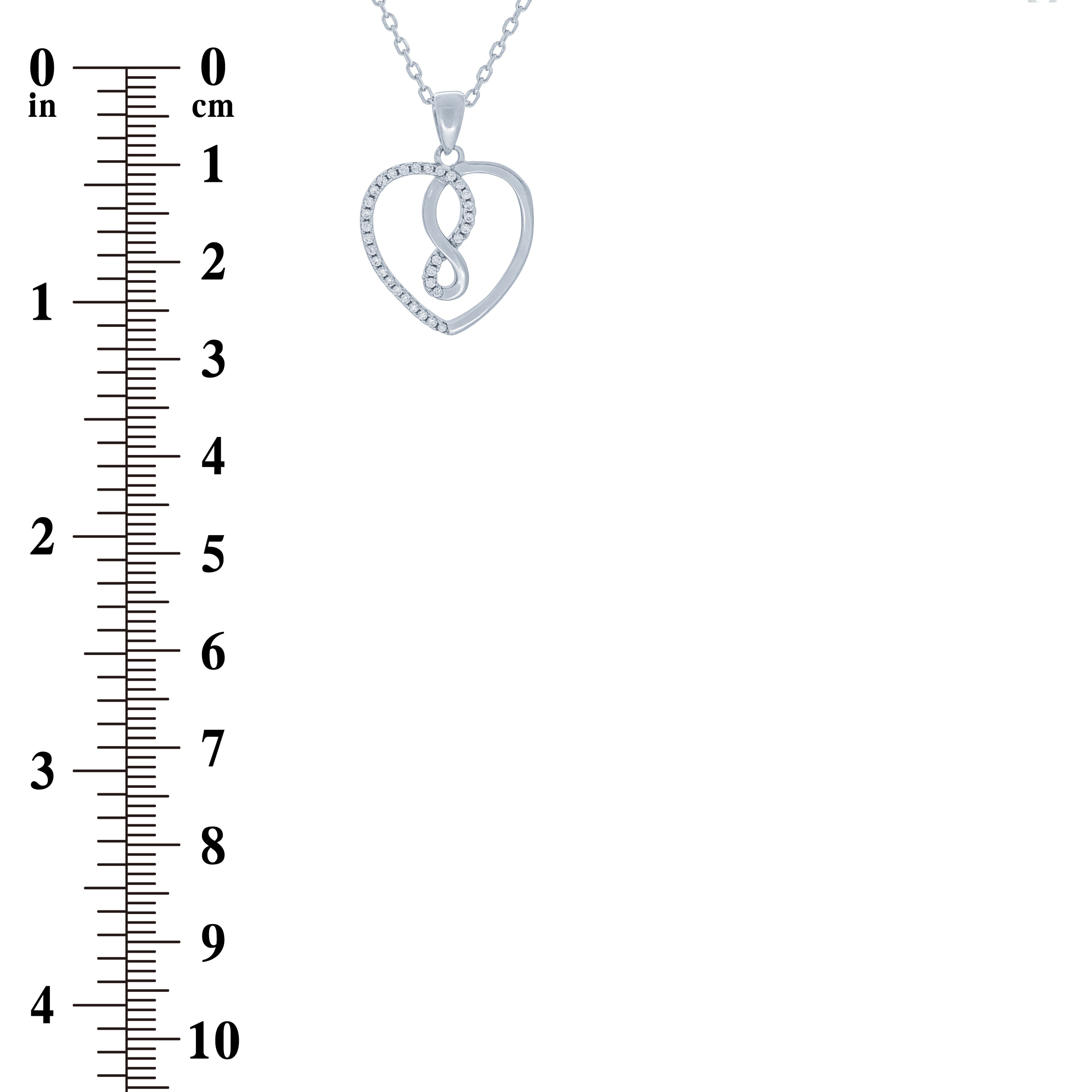 (100145) White Cubic Zirconia Infinity Heart Pendant Necklace In Sterling Silver