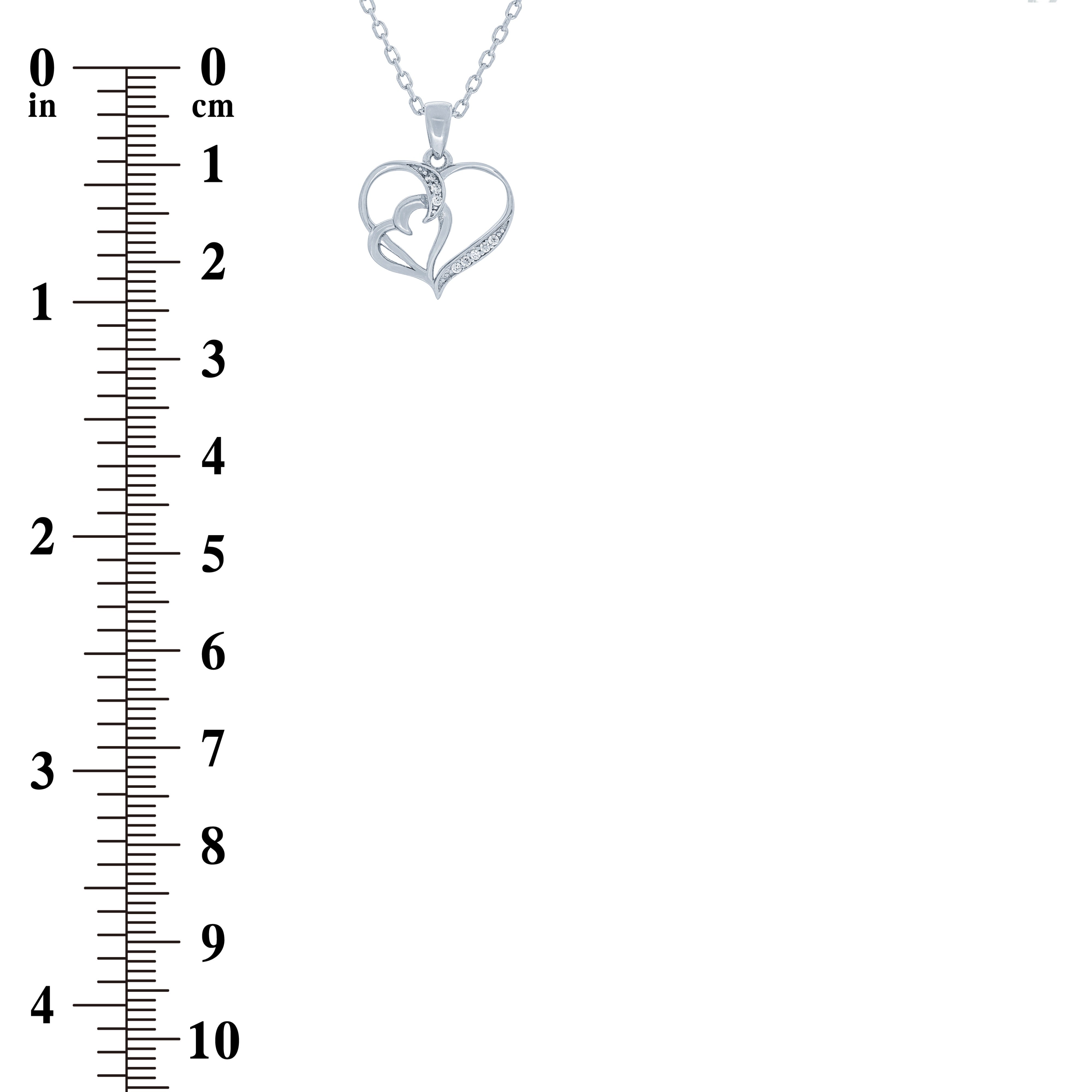 (100151) White Cubic Zirconia Heart Pendant Necklace In Sterling Silver
