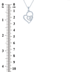 (100154) White Cubic Zirconia Heart Pendant Necklace In Sterling Silver