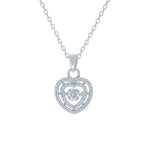 (100163) White Cubic Zirconia Heart Pendant Necklace In Sterling Silver