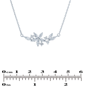 (100166) White Cubic Zirconia Flower Necklace In Sterling Silver