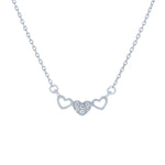 (100168) White Cubic Zirconia Heart Necklace In Sterling Silver