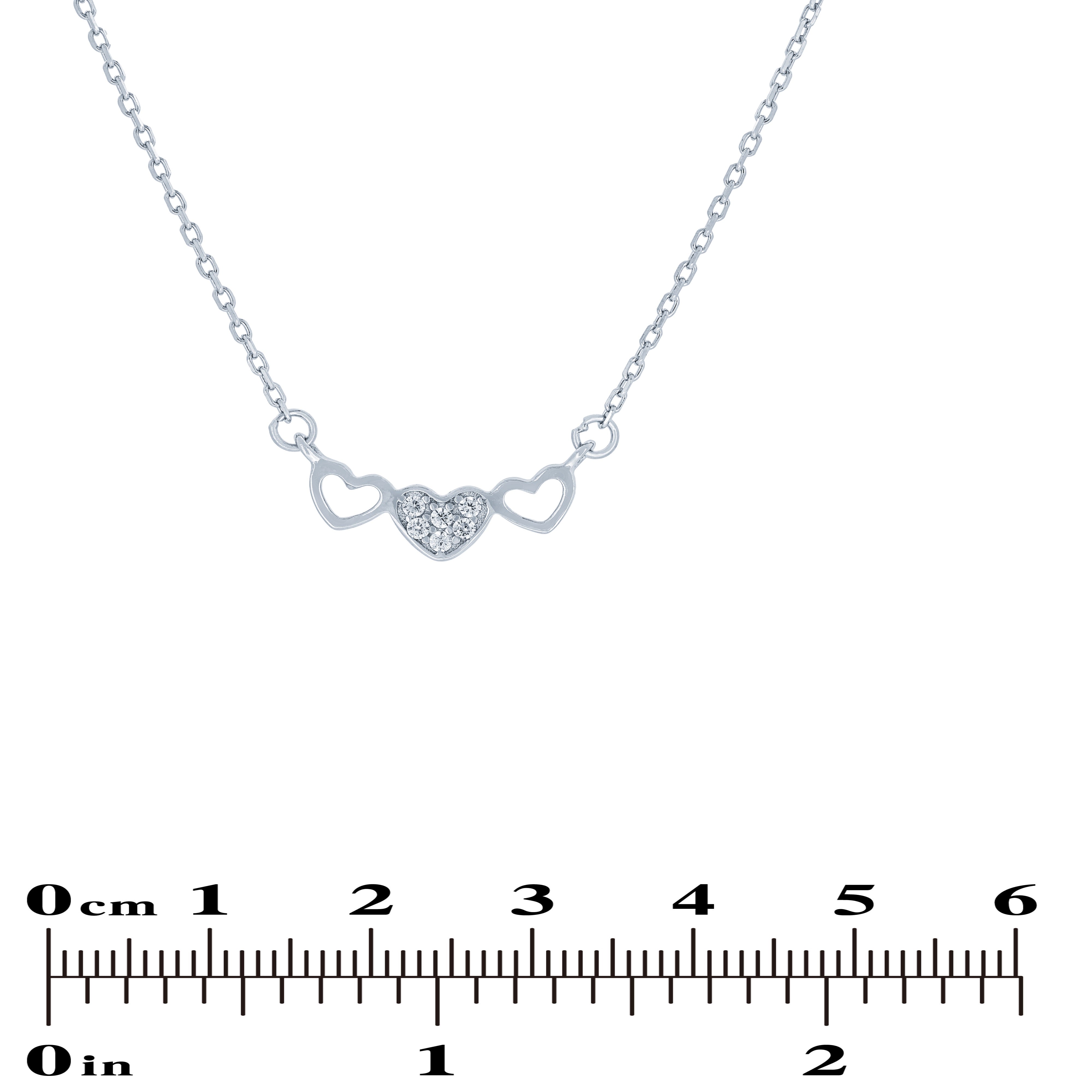 (100168) White Cubic Zirconia Heart Necklace In Sterling Silver