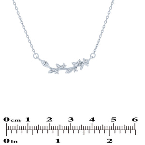 (100169) White Cubic Zirconia Leaf Necklace In Sterling Silver