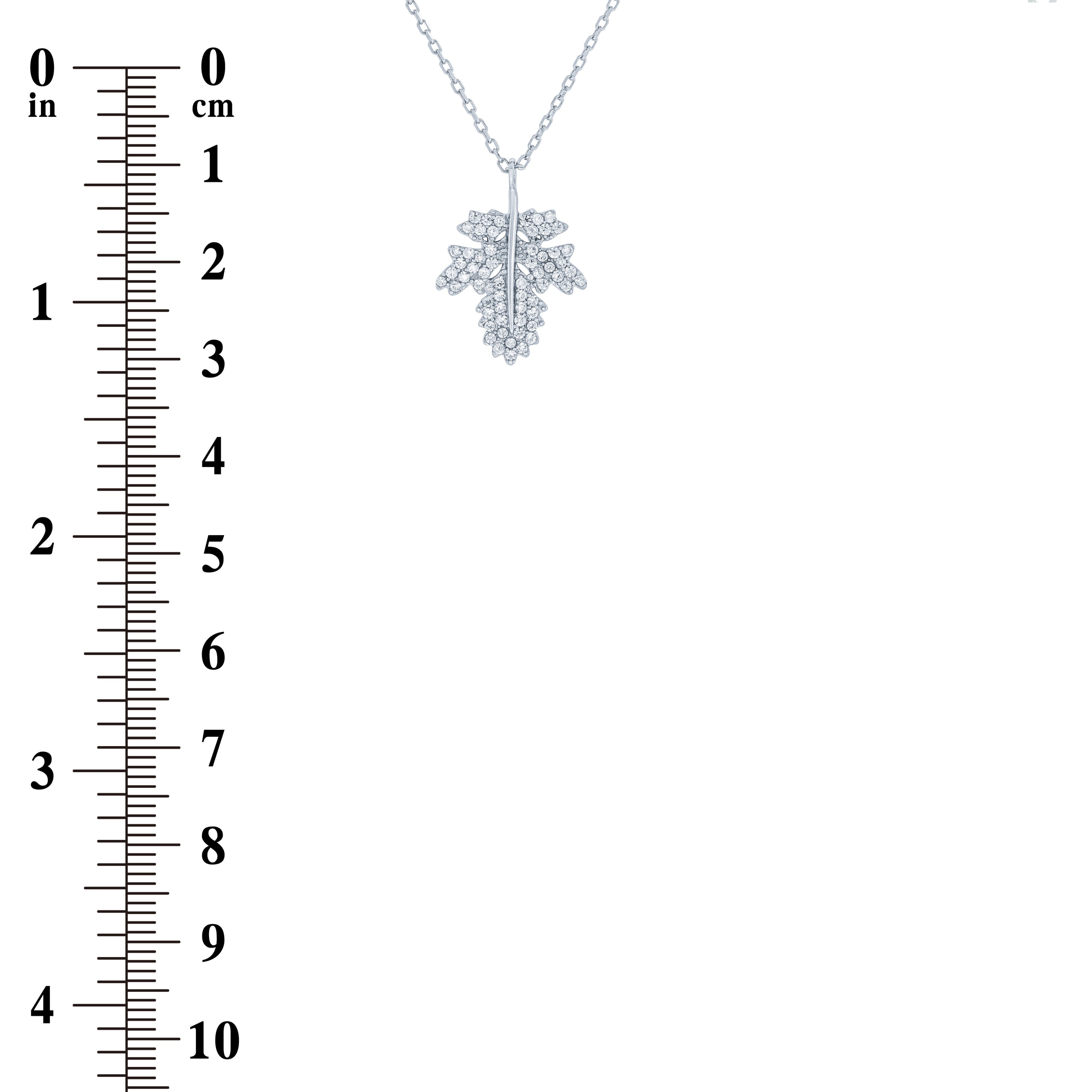 (100170) White Cubic Zirconia Maple Leaf Necklace In Sterling Silver
