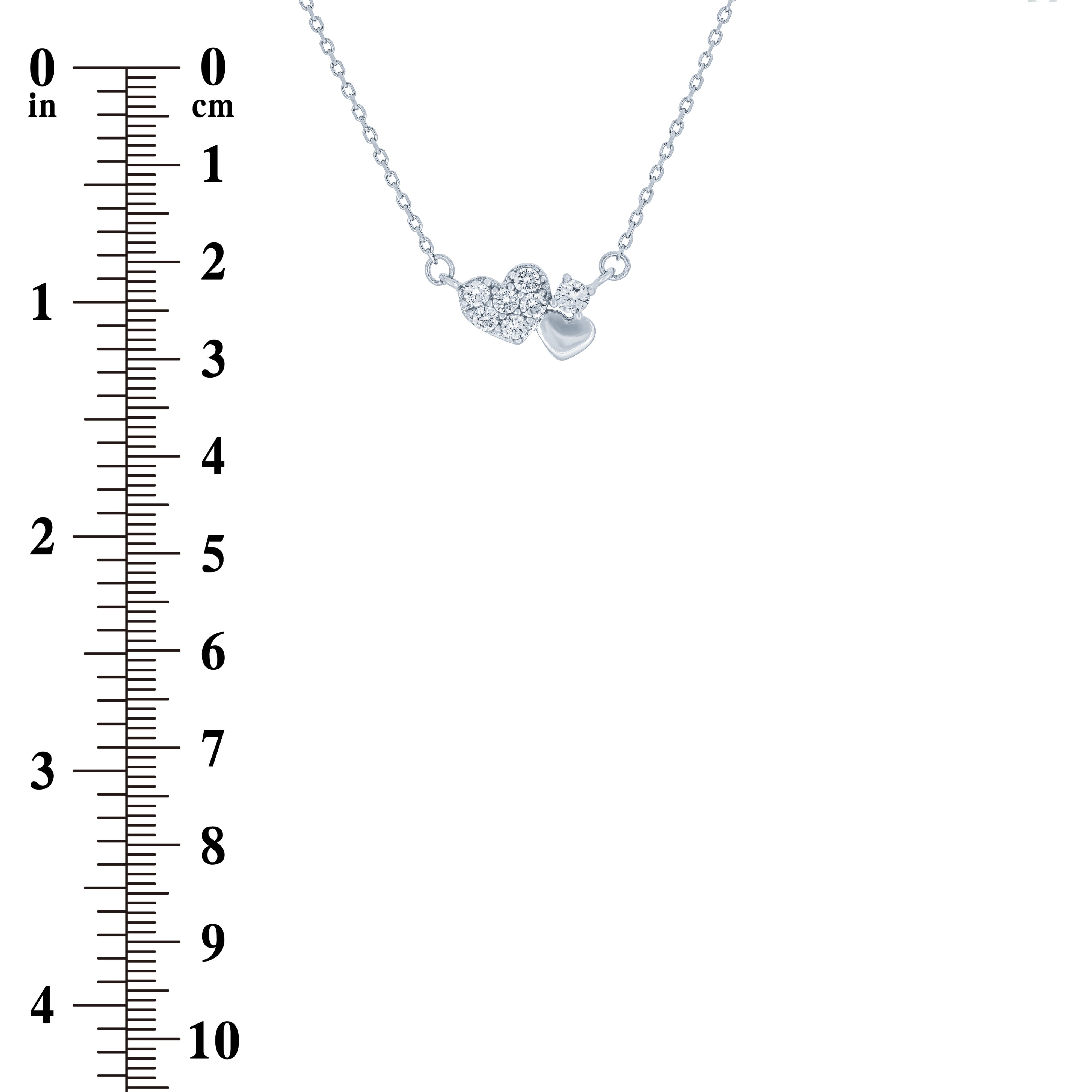 (100171) White Cubic Zirconia Hearts Necklace In Sterling Silver